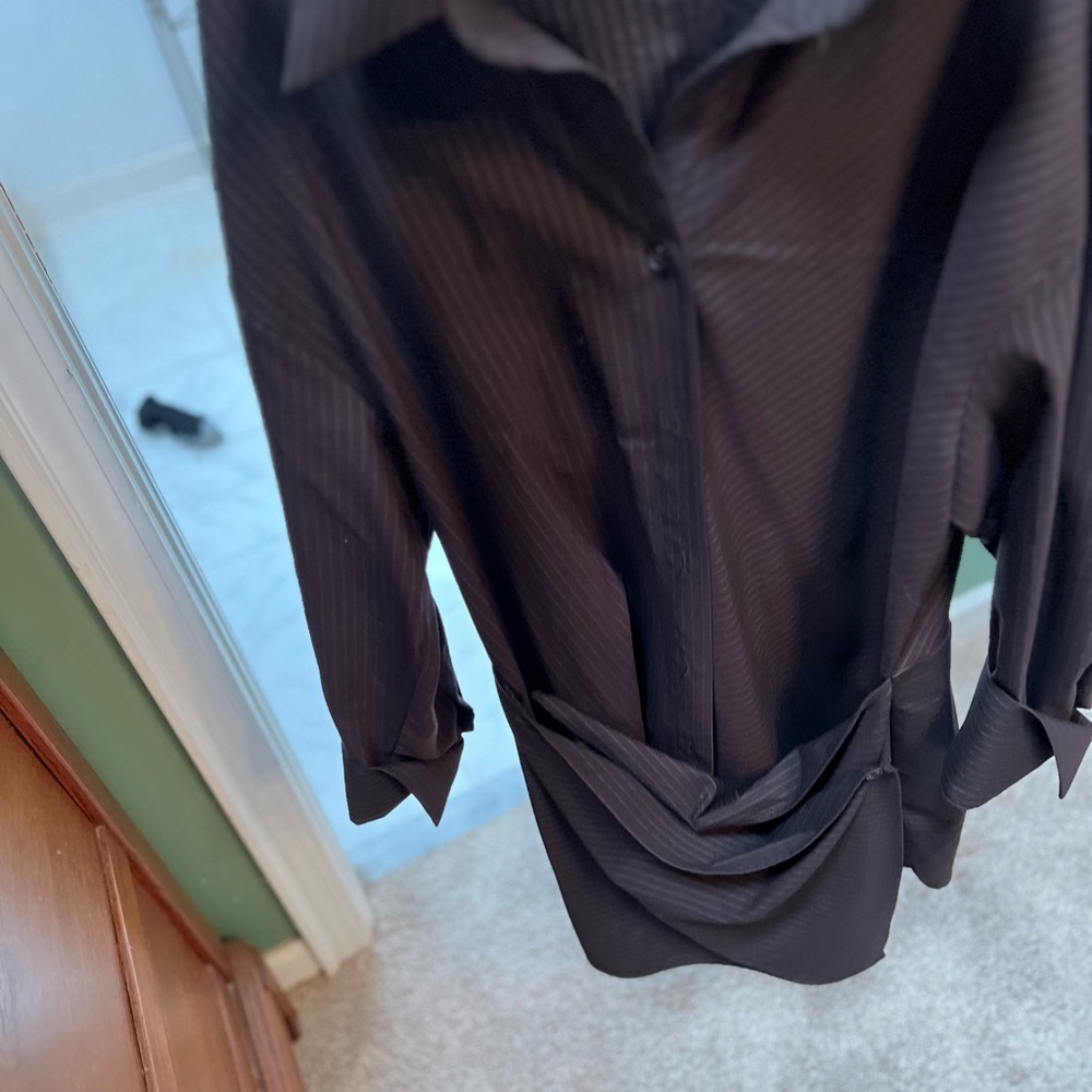 Used Brown Button-Up Shirt dress